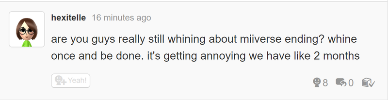 Illustration for article titled Miiverse Posts Can Be Saved, But Users Are Still Mourning